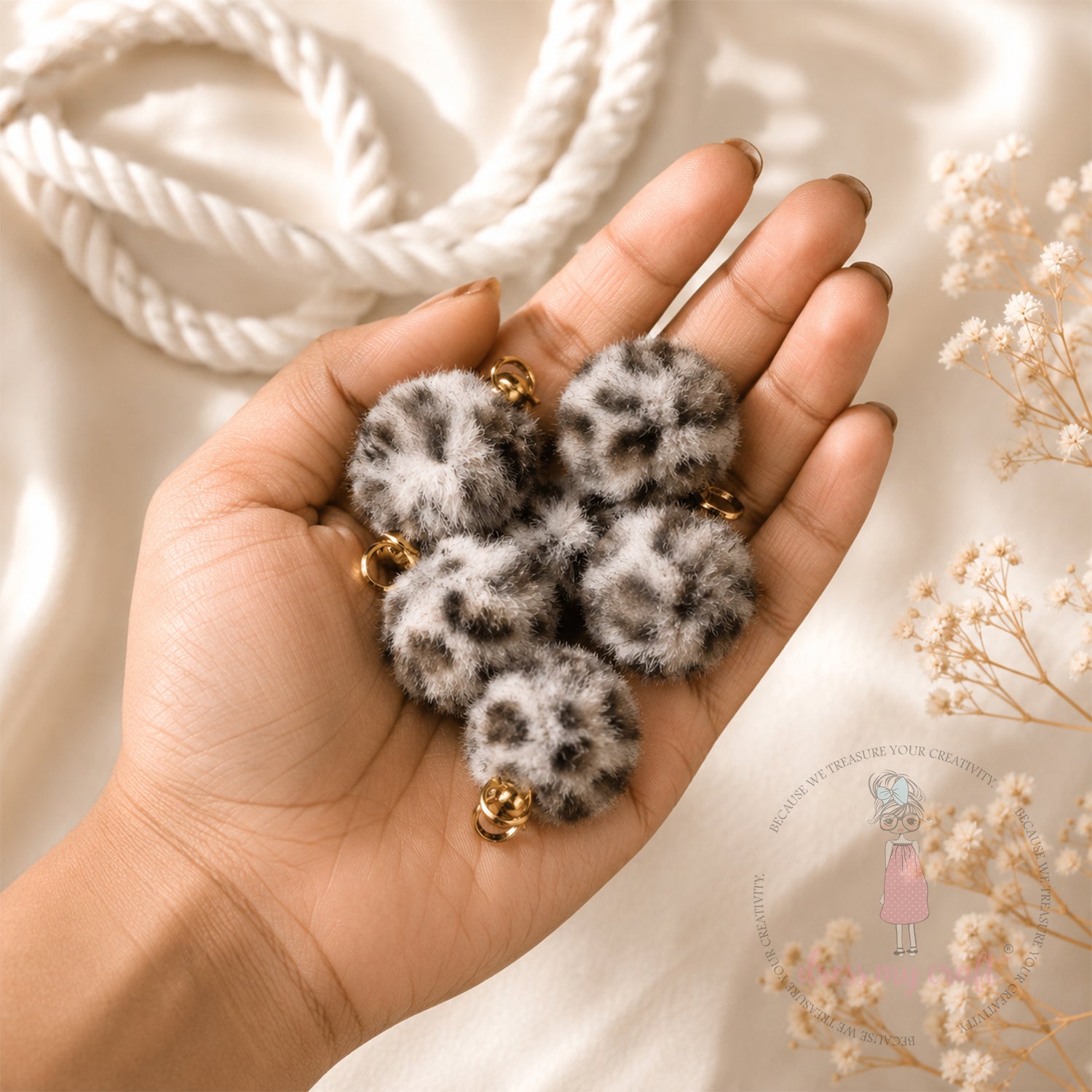Mix Brown Pastel Pom Pom With Loop - Big