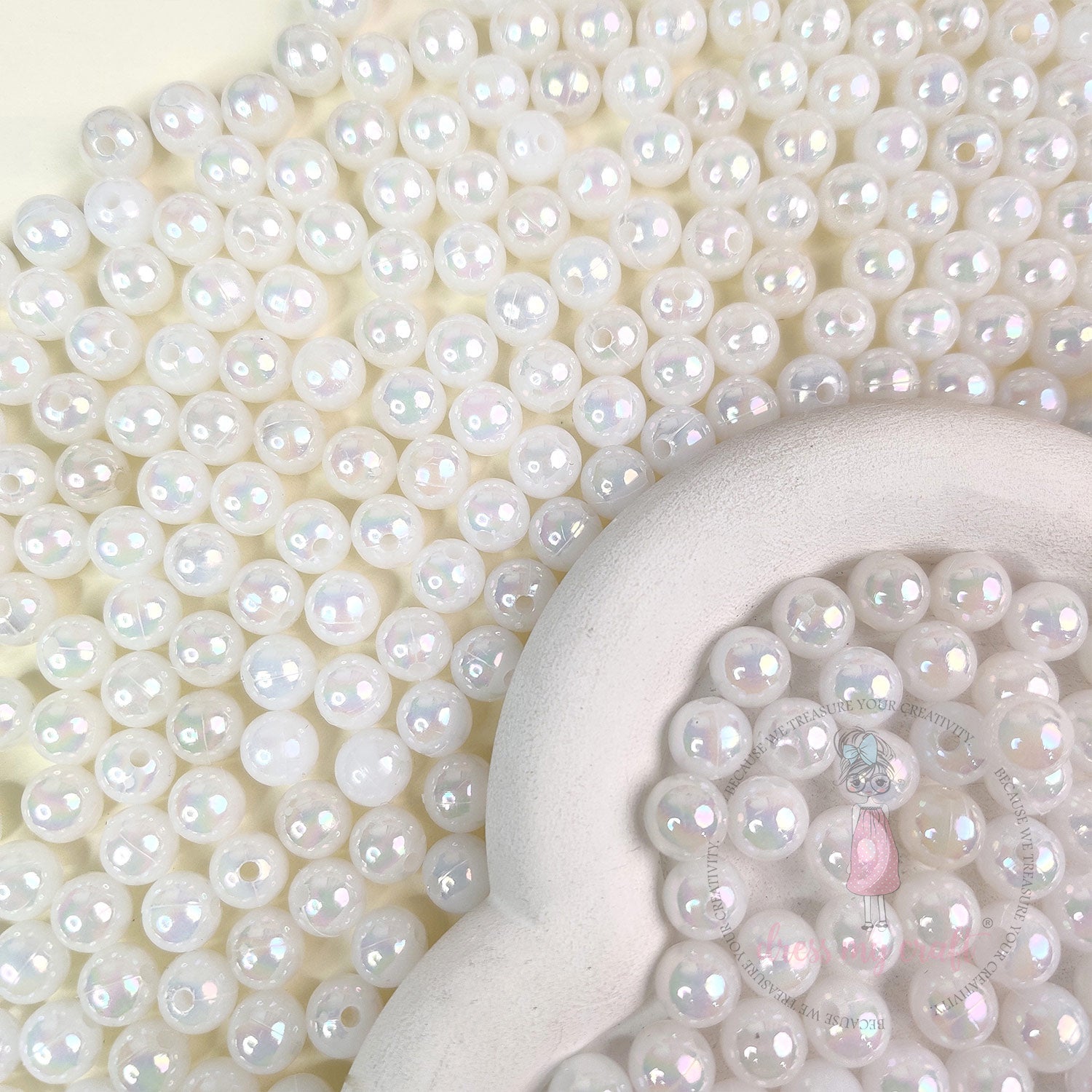 Holographic Pearl Round Beads