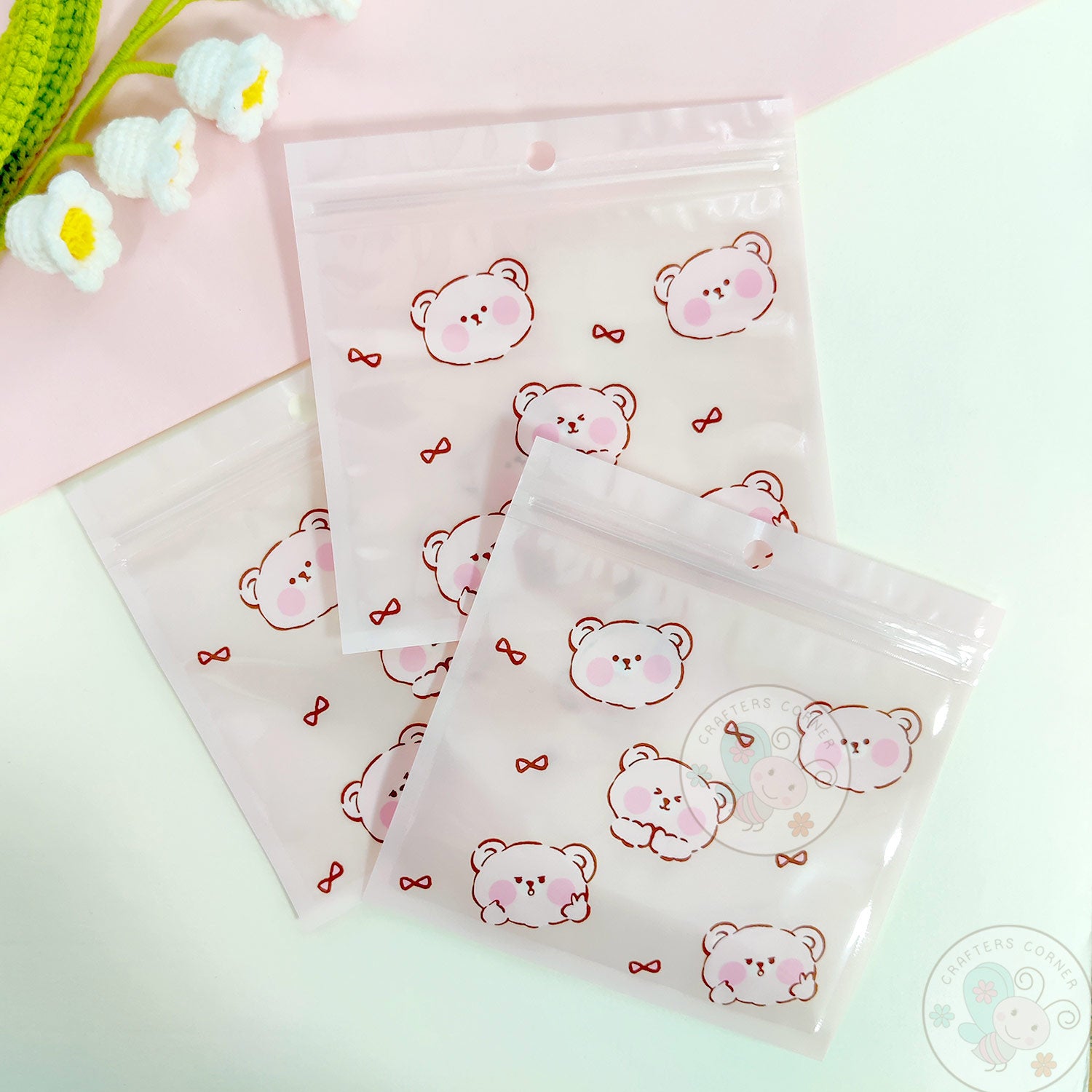Cute Pinky Bear - Zip Lock Storage Bags