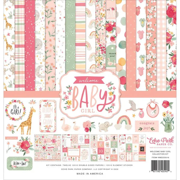 Welcome Baby Girl - Echo Park Collection Kit 12"X12"