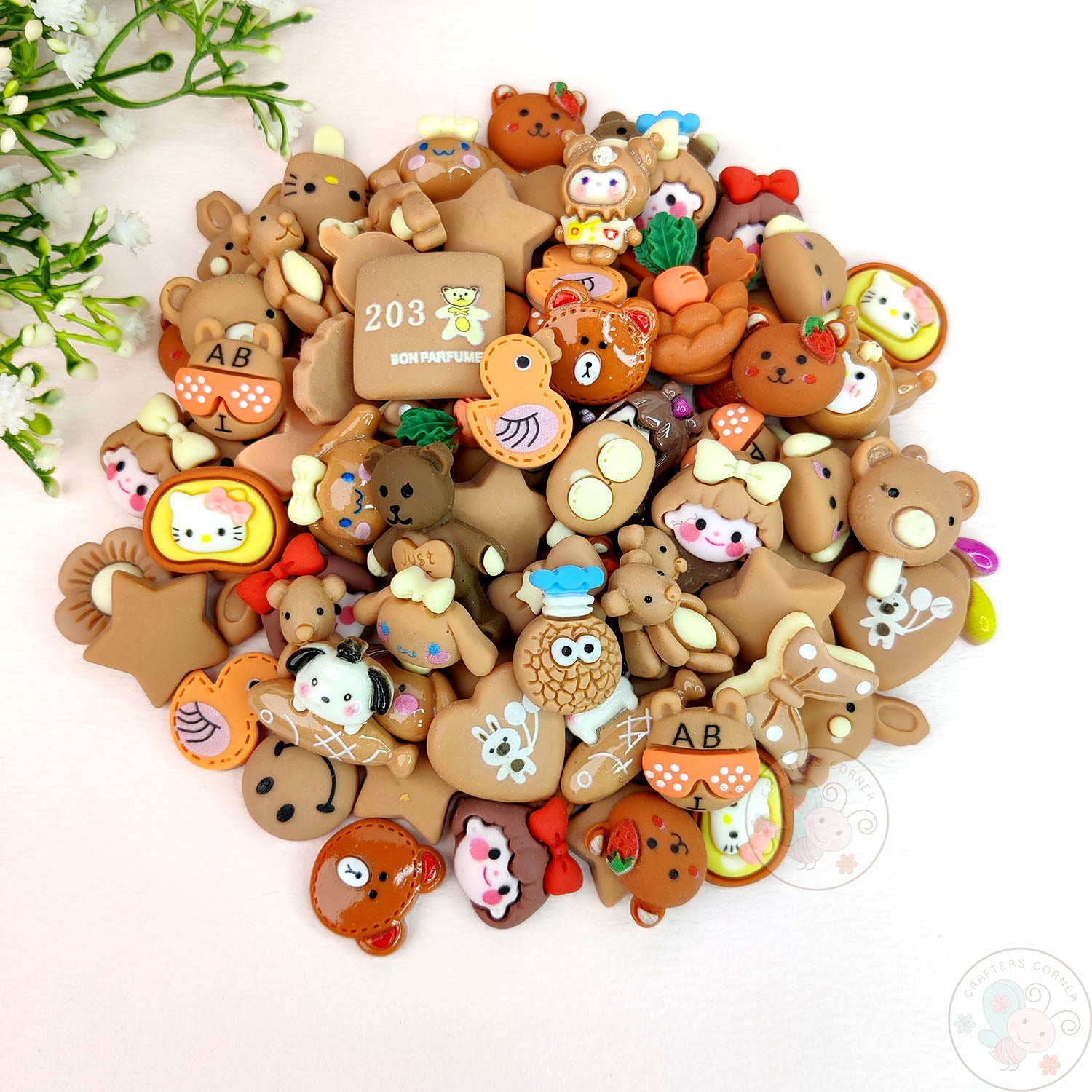 Brown Family - Mix Flatback Cabochons Pack (20g)