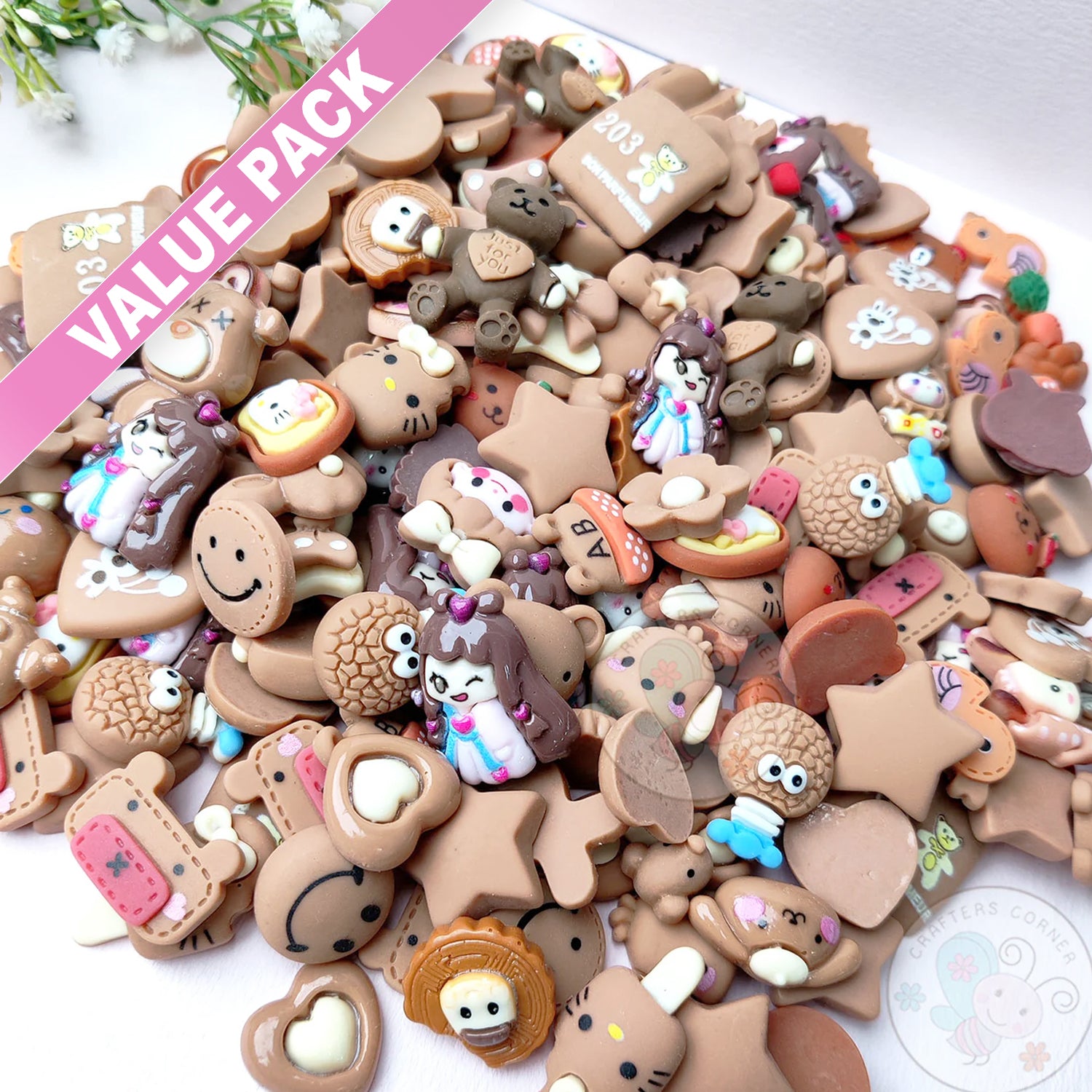 Brown Family - Mix Flatback Cabochons Value Pack