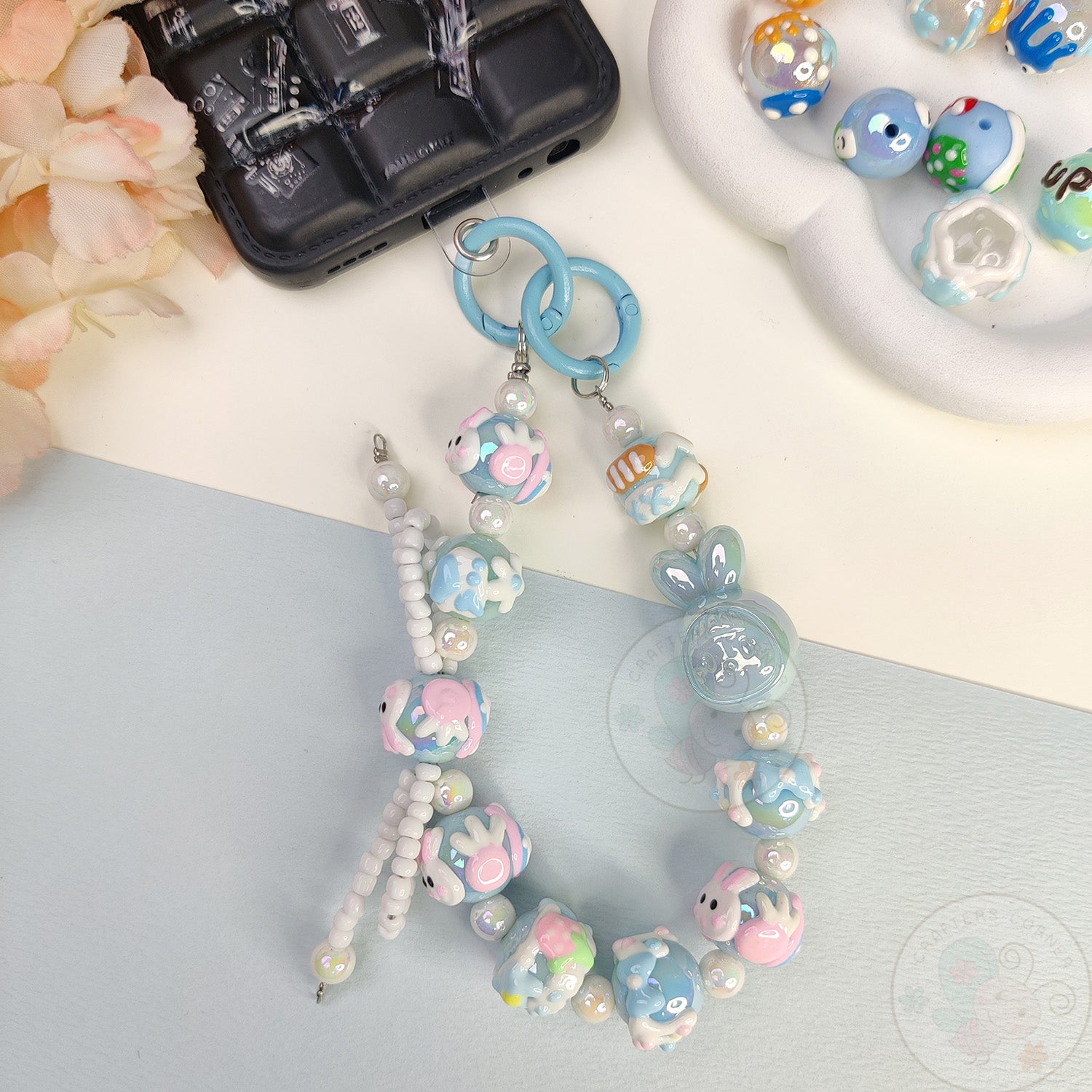 Handmade Kawaii Mobile Charm - Blue Bunny