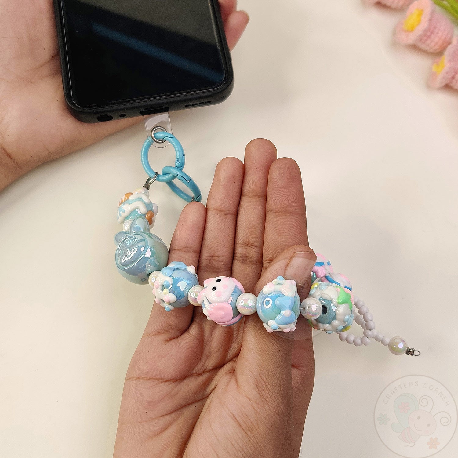 Handmade Kawaii Mobile Charm - Blue Bunny