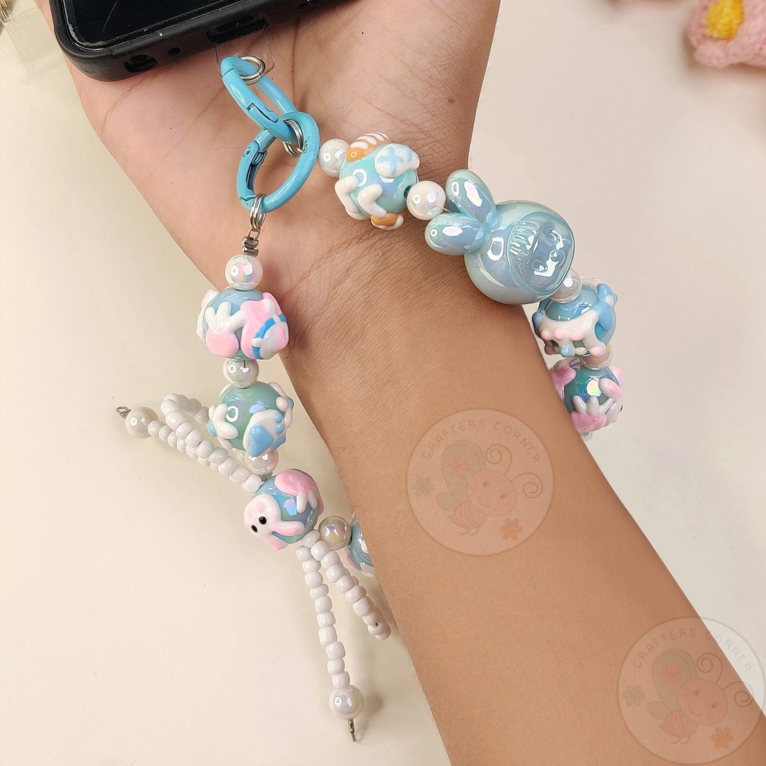Handmade Kawaii Mobile Charm - Blue Bunny