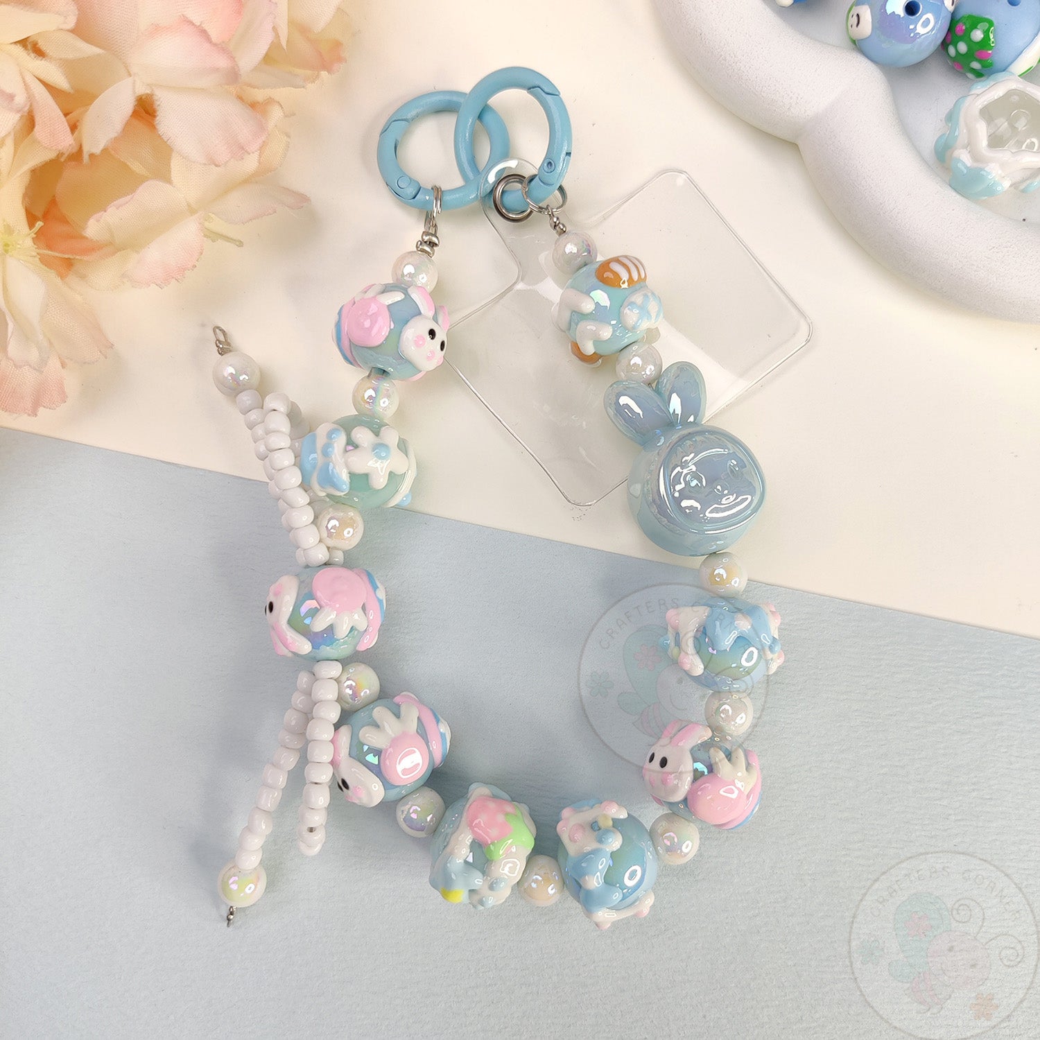 Handmade Kawaii Mobile Charm - Blue Bunny