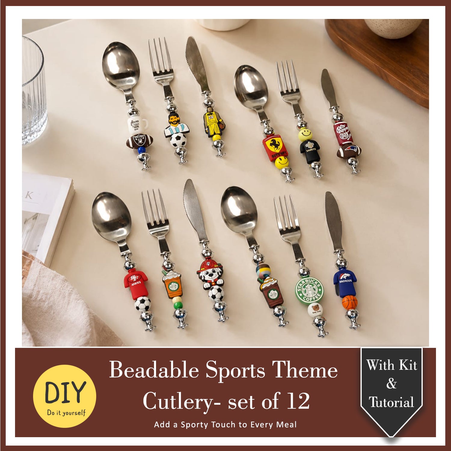 DIY Beadable Cutlery - Sports theme