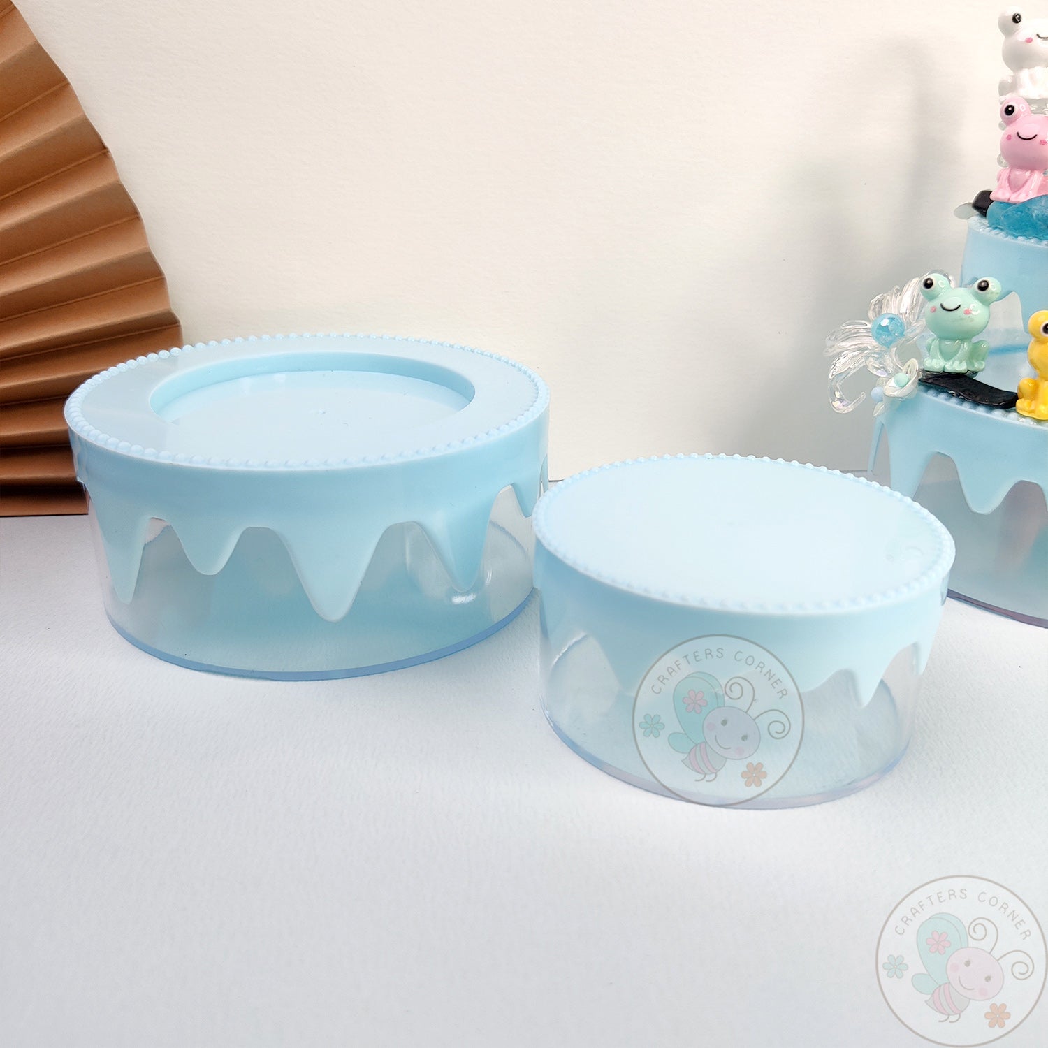DIY 2-Tier Cake Plastic Storage Box - Blue