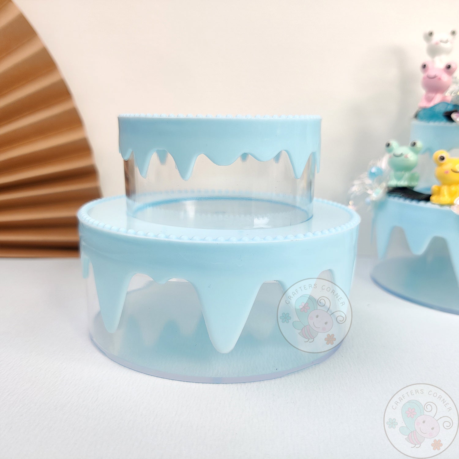 DIY 2-Tier Cake Plastic Storage Box - Blue
