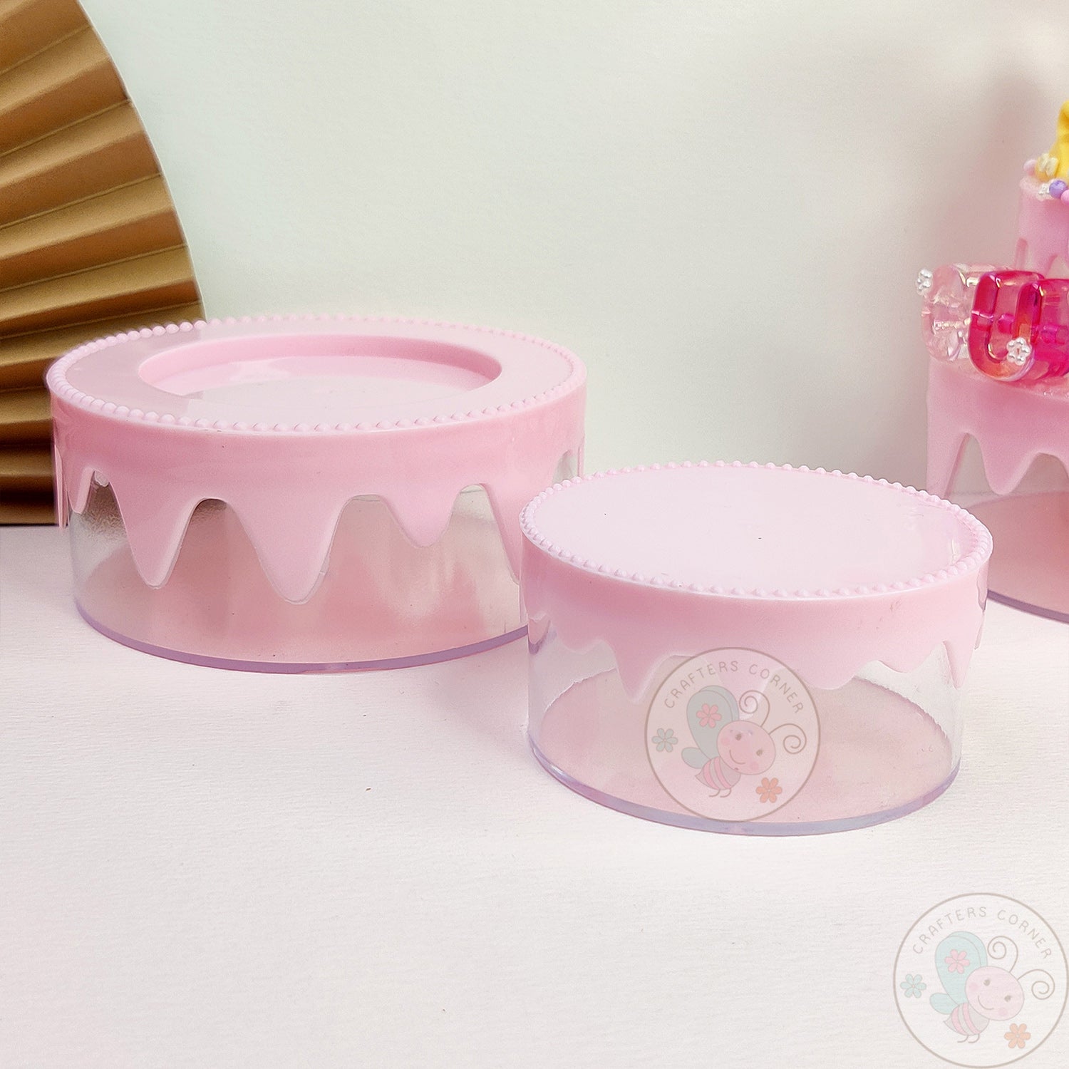 DIY 2-Tier Cake Plastic Storage Box - Pink