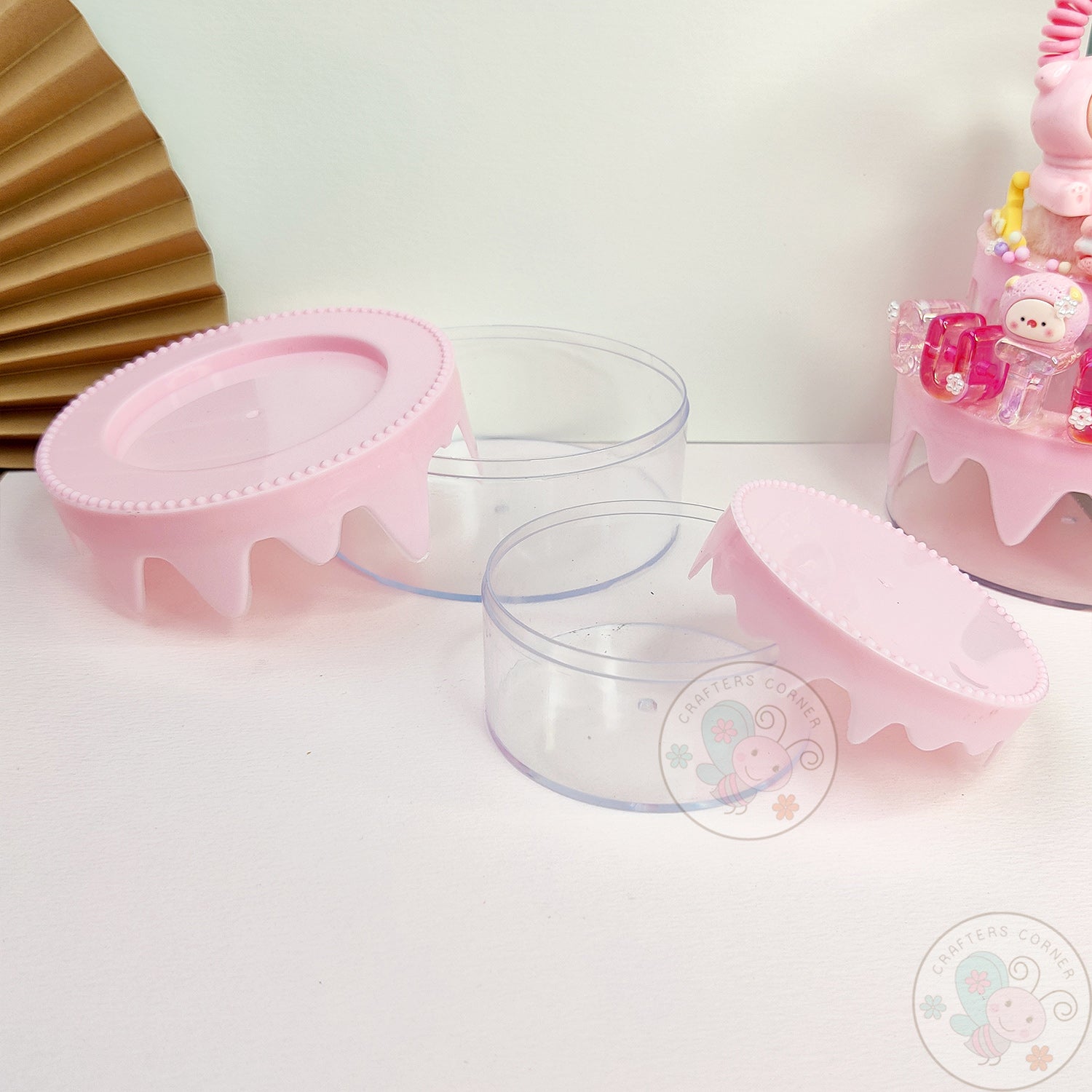 DIY 2-Tier Cake Plastic Storage Box - Pink