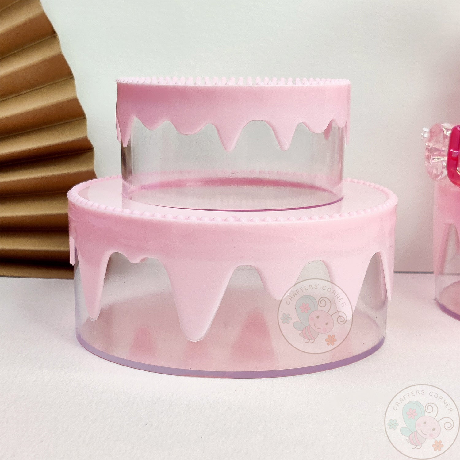 DIY 2-Tier Cake Plastic Storage Box - Pink