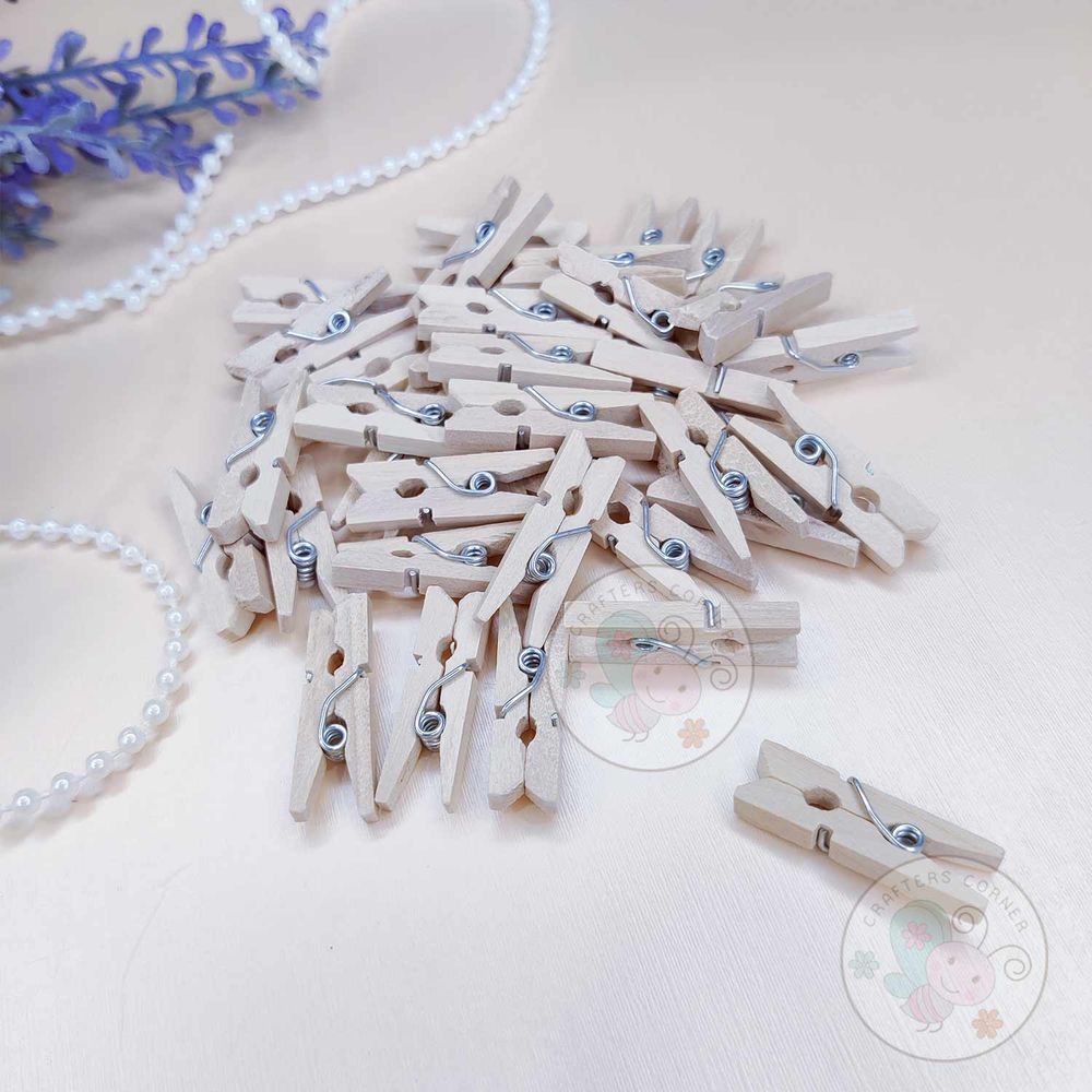 Wooden Paper And Photo Clips - Natural