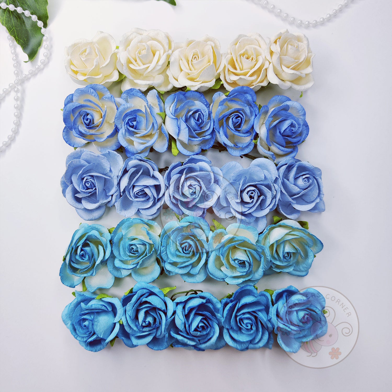 Curved Roses Blue Combo Set - 35 MM - 50 Pcs/ Pack