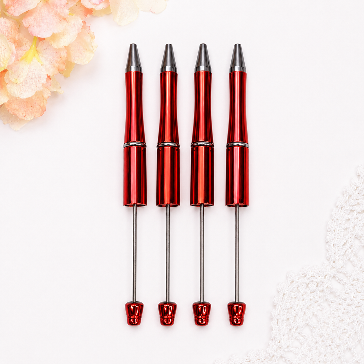 DIY Bead Pens - Metallic Red, 4 Pcs
