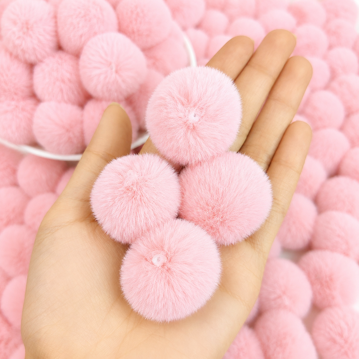 Light Pink Pastel Pom Poms With Loop - Big