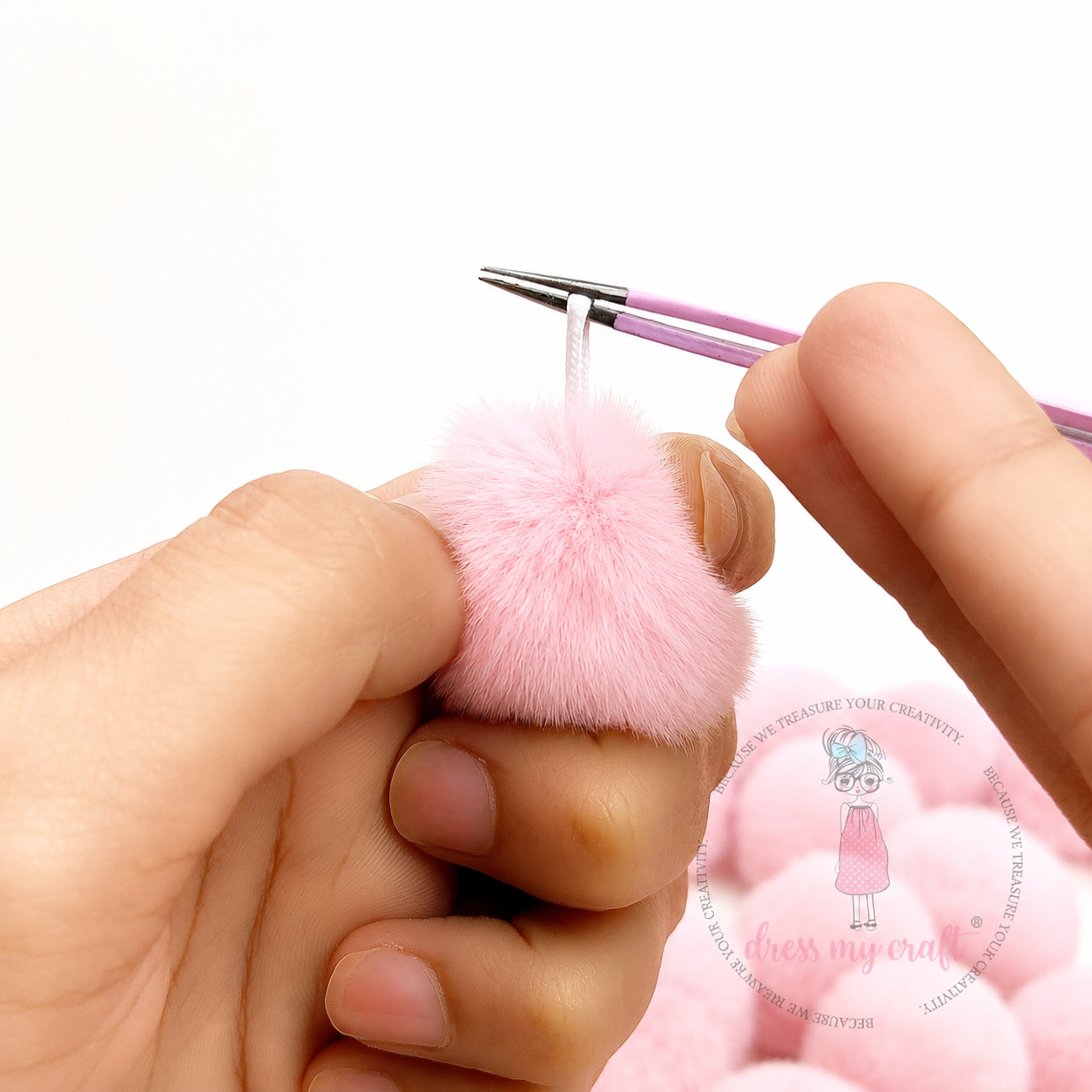 Light Pink Pastel Pom Poms With Loop - Big