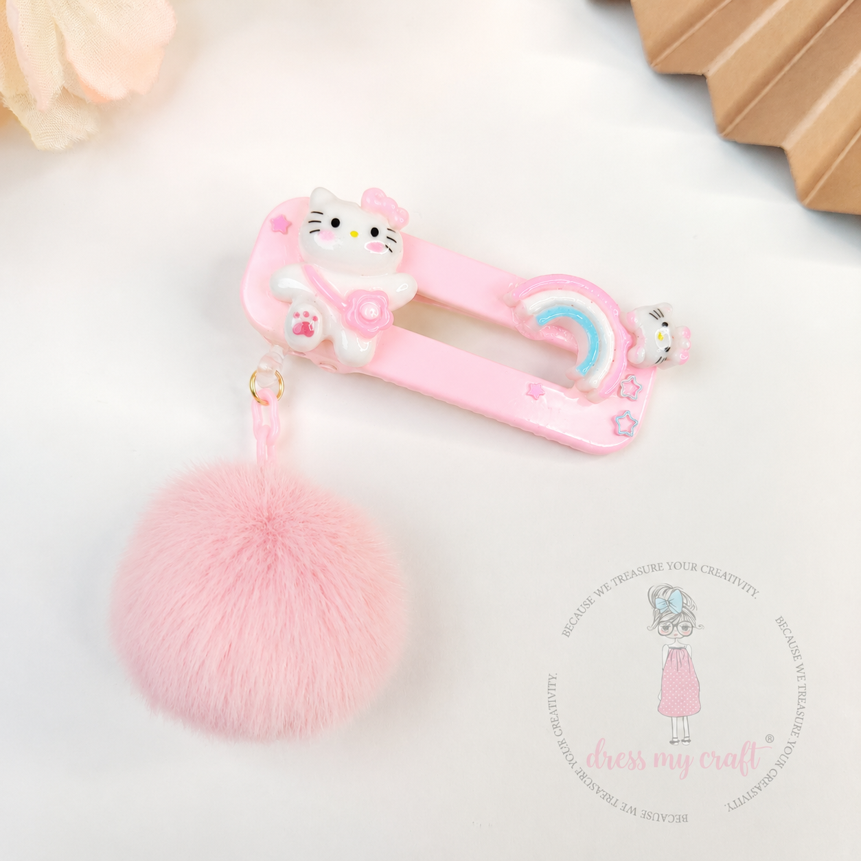 Light Pink Pastel Pom Poms With Loop - Big
