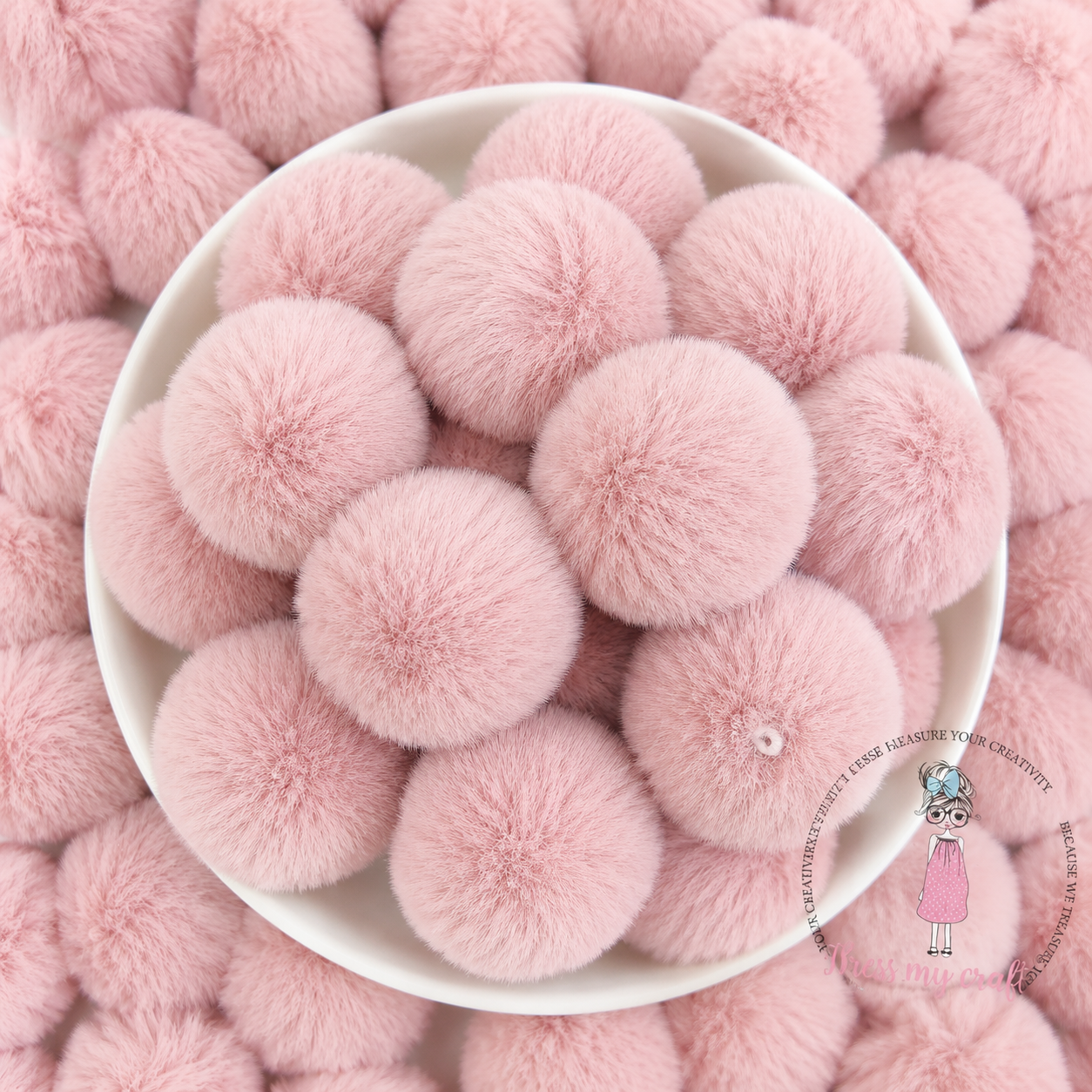 Tea Rose Pastel Pom Poms With Loop - Medium