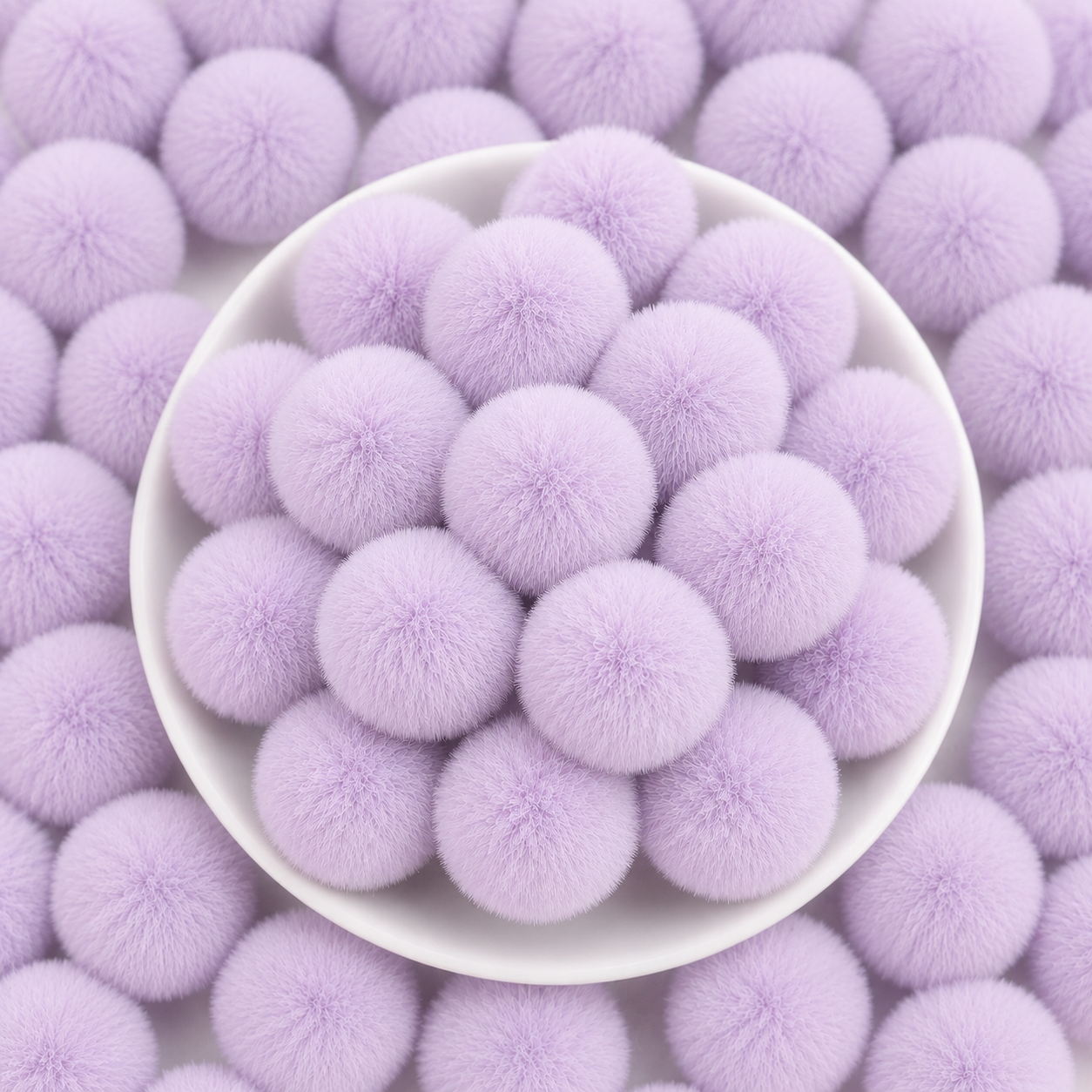 Lavender Pastel Pom Poms With Loop - Medium