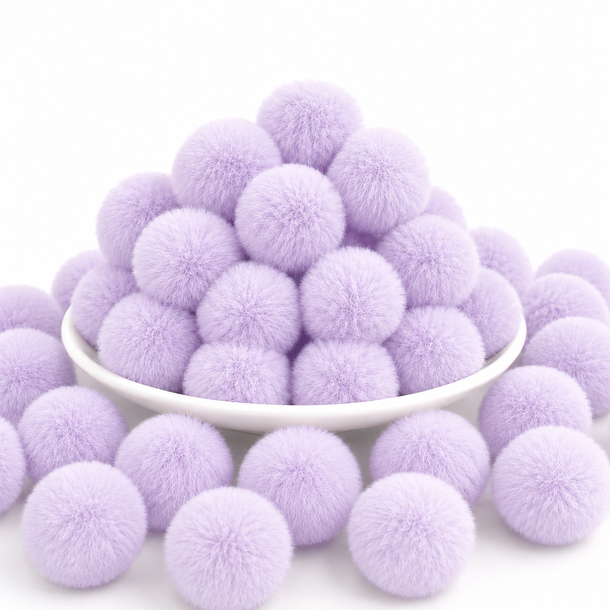 Lavender Pastel Pom Poms With Loop - Medium