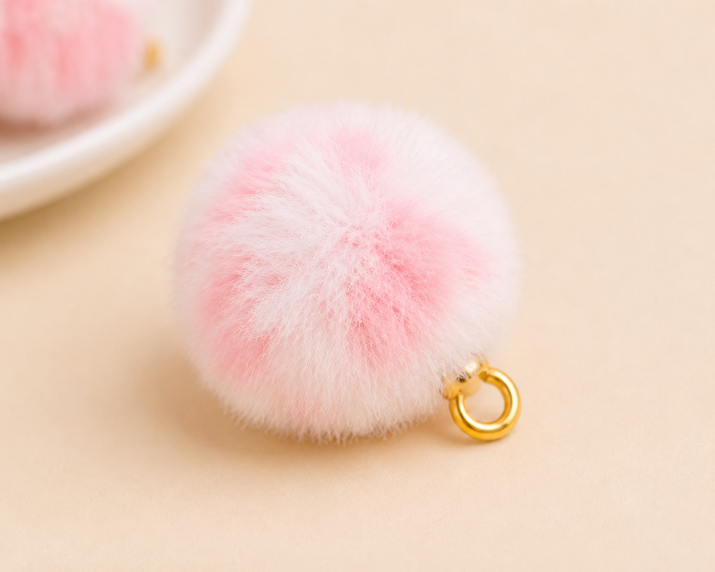 Mix Baby Pink Pastel Pom Poms With Loop - Big