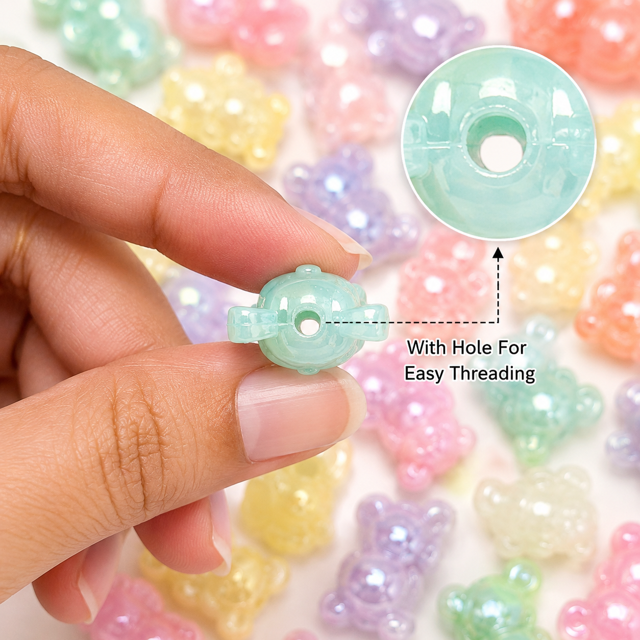 Holographic Candy Bear Beads