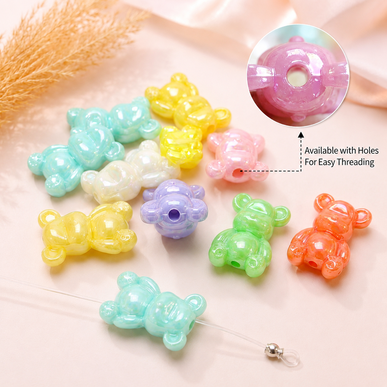 Holographic Candy Bear Beads
