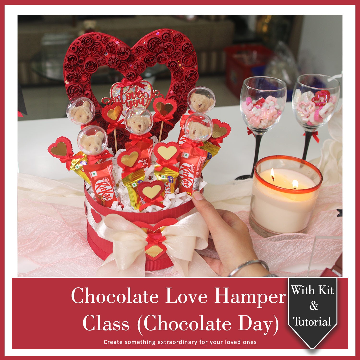 Chocolate Love Hamper (Chocolate Day) Class With Kit & Tutorial