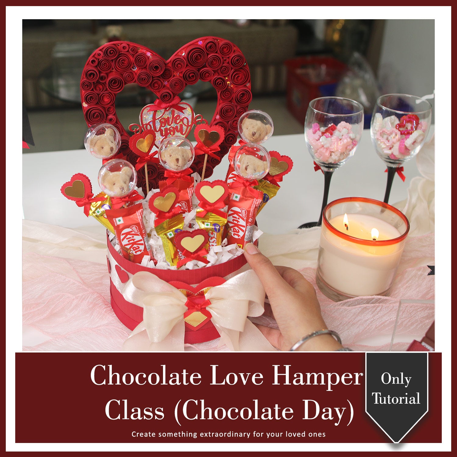 Chocolate Love Hamper (Chocolate Day) Class With Kit & Tutorial