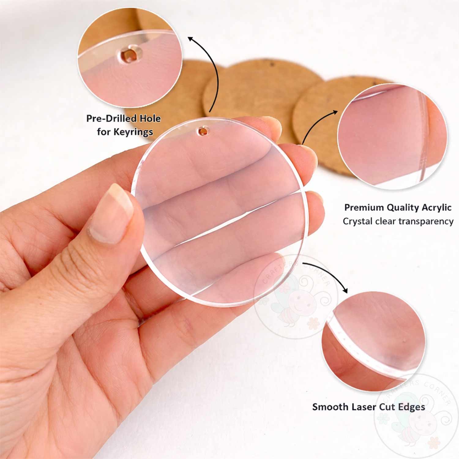 Round Circle Keychain Blanks (With Chain & Rings)