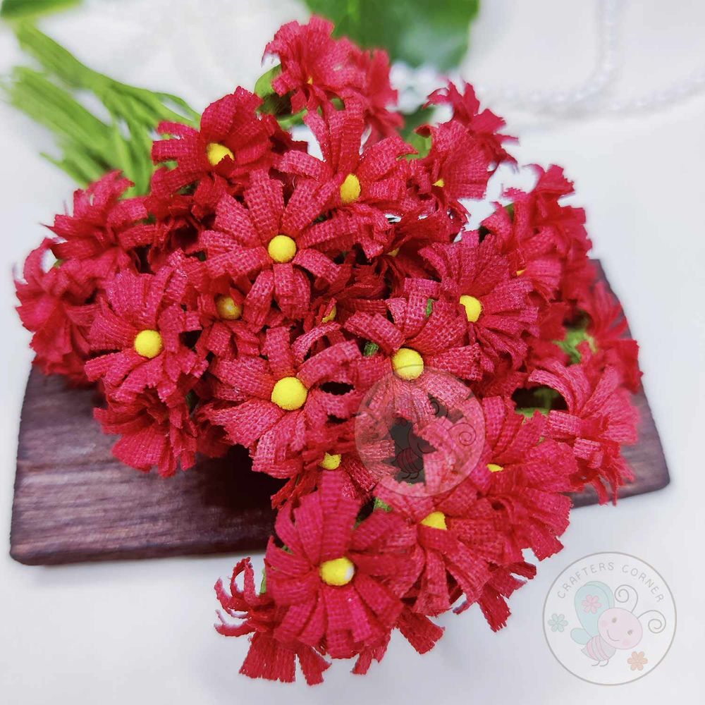 Daisy Fabric Flower - Red
