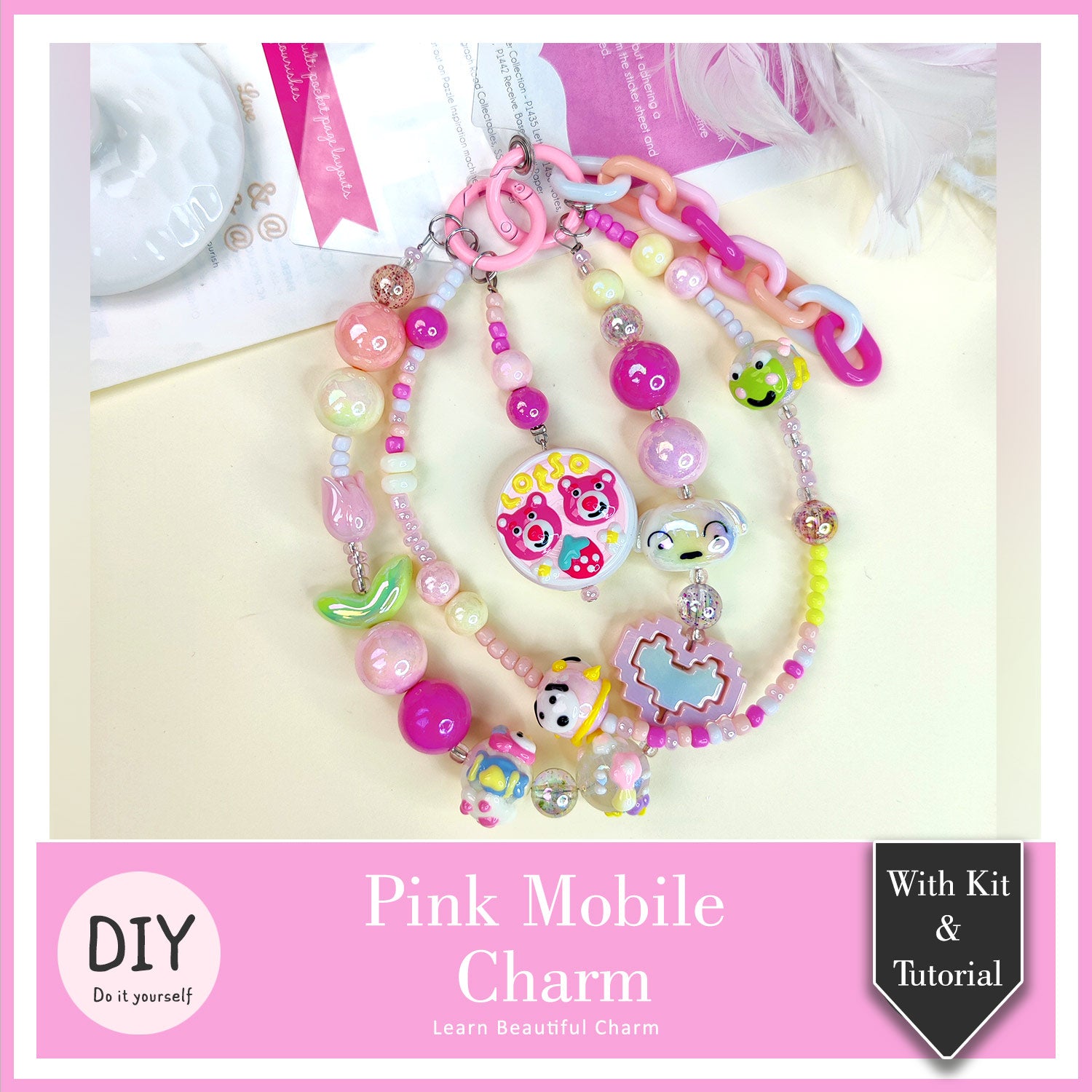 DIY Pink Mobile Charm kit