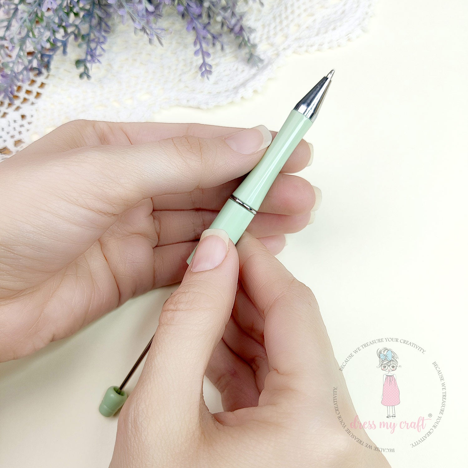 DIY Bead Pens - Pastel Mint Green