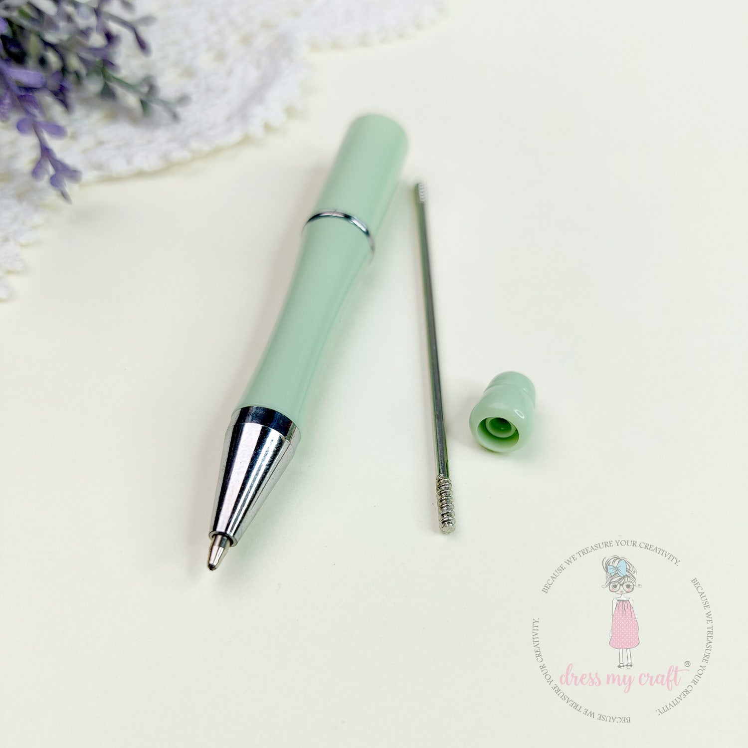 DIY Bead Pens - Pastel Mint Green