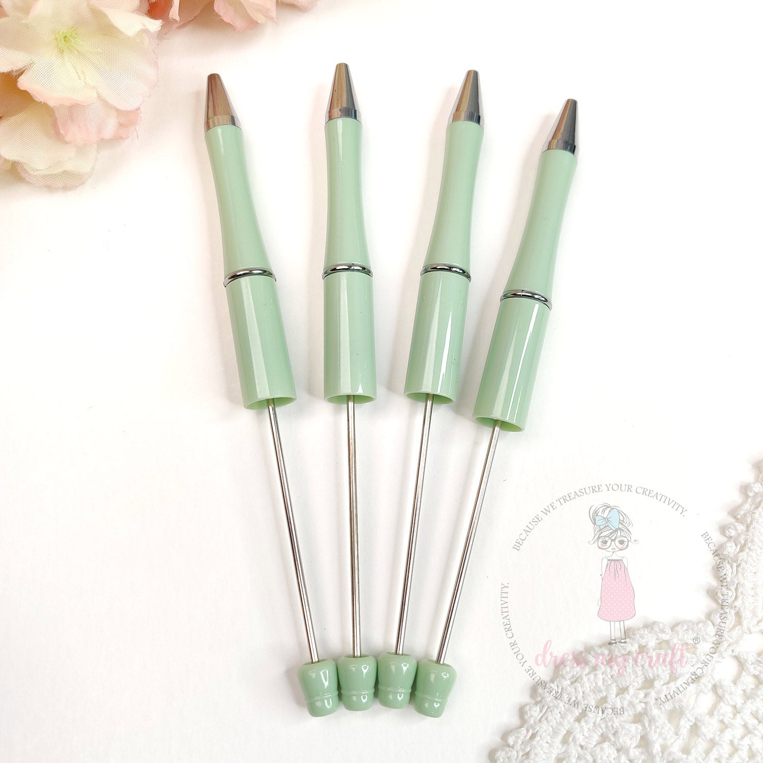DIY Bead Pens - Pastel Mint Green