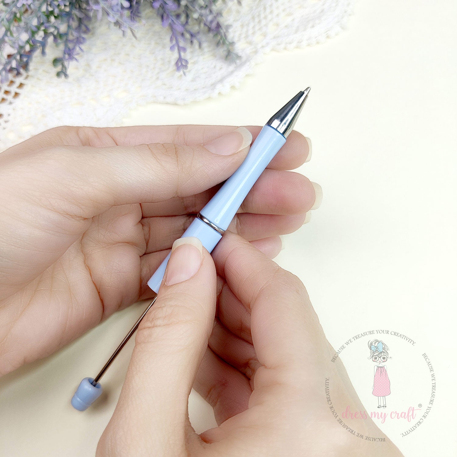 DIY Bead Pens - Pastel Ice Blue