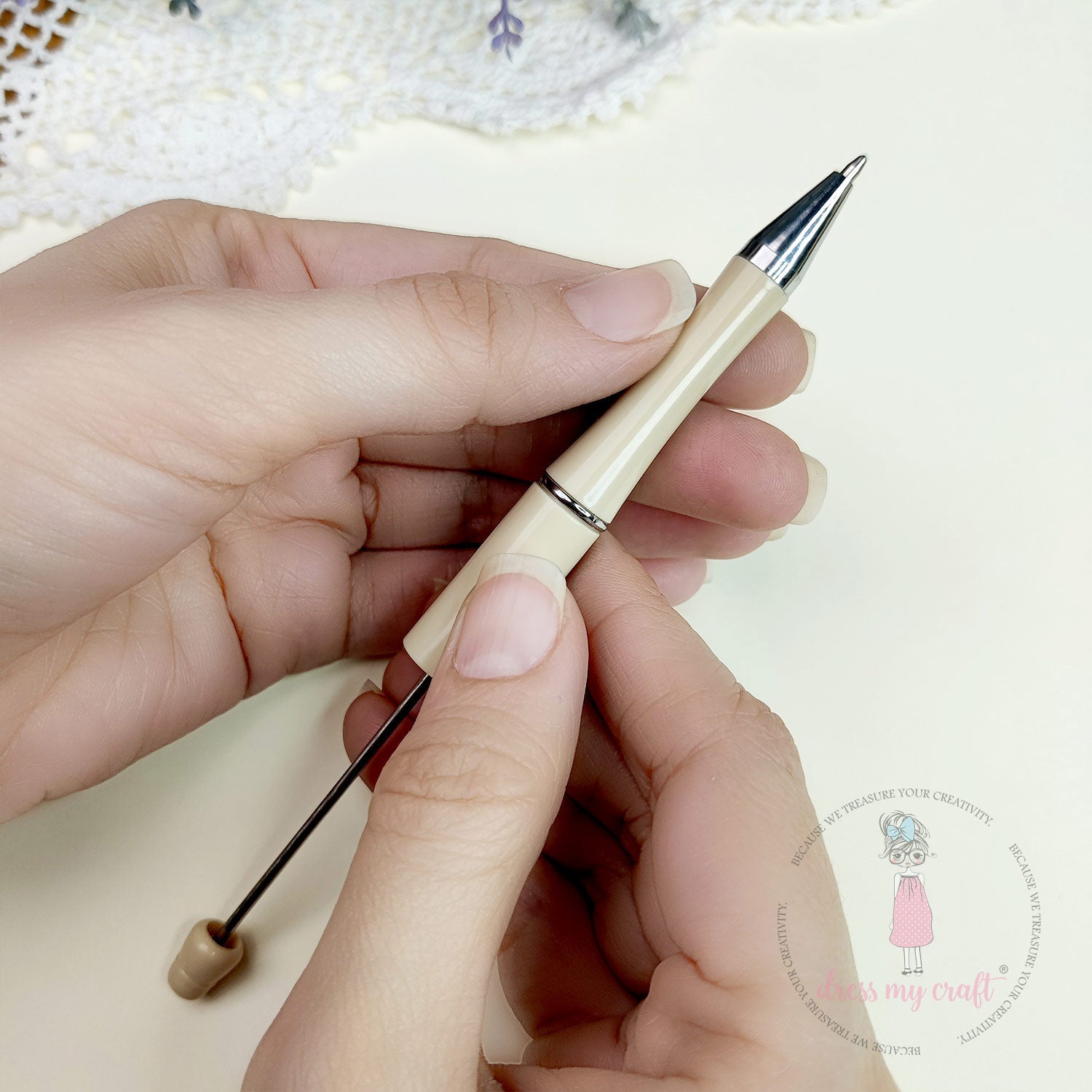 DIY Bead Pens - Pastel Beige