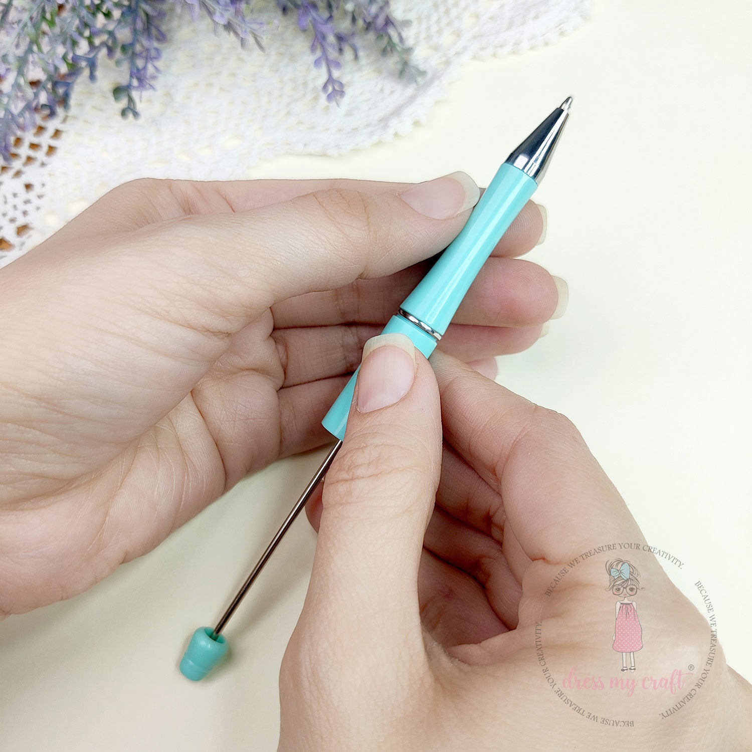 DIY Bead Pens  - Pastel Aquamarine