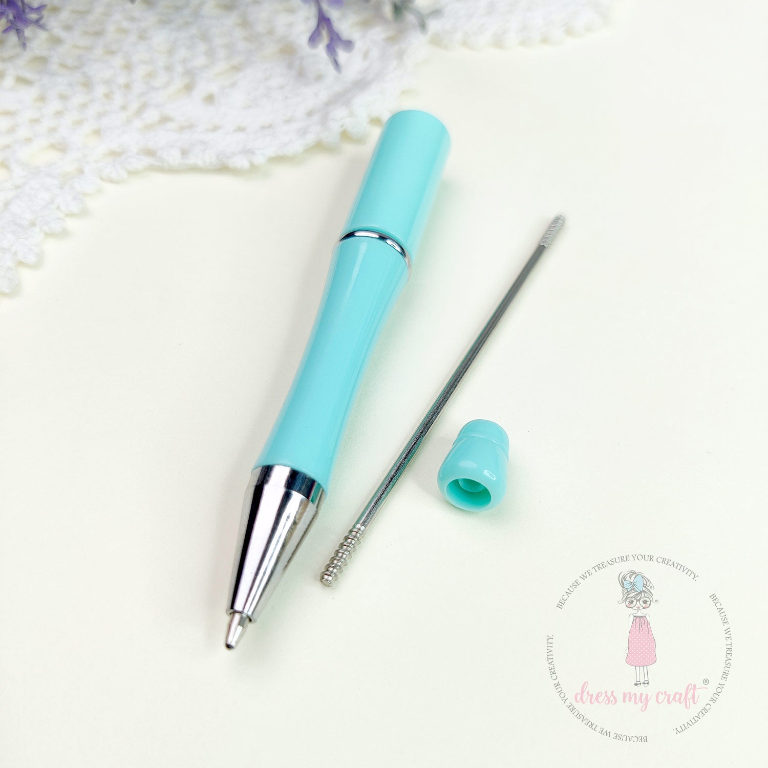 DIY Bead Pens  - Pastel Aquamarine