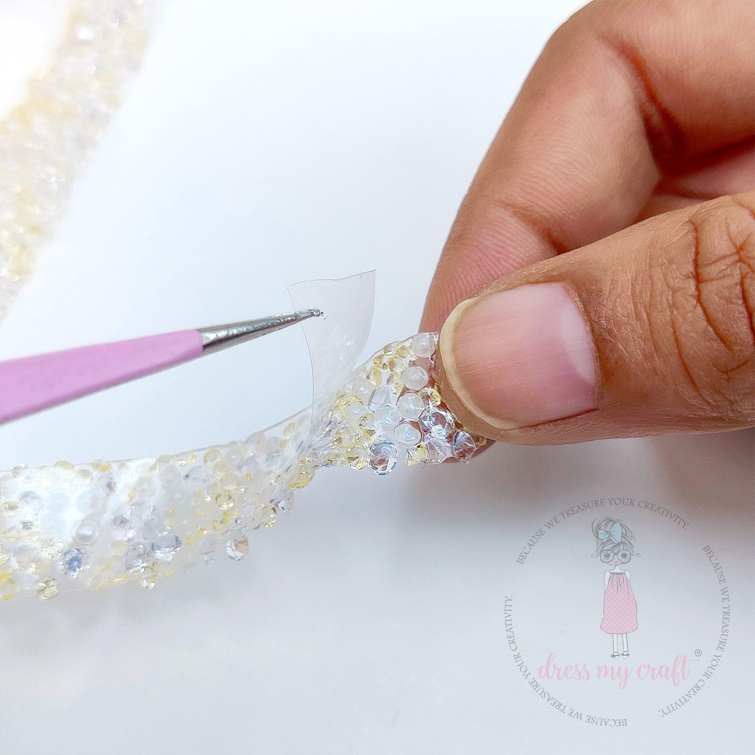 Crystals & Pearls Self Adhesive Tape - Dull Gold