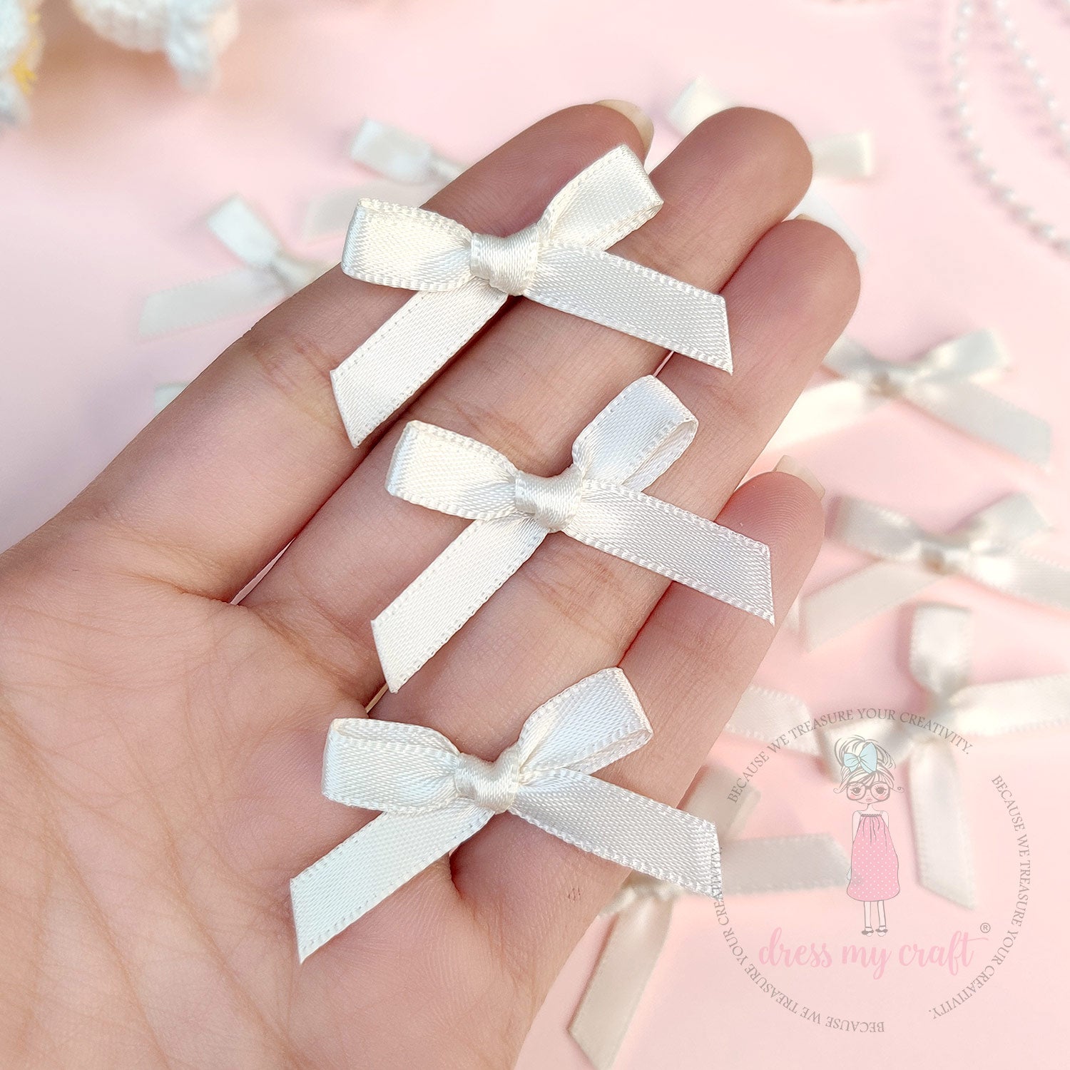 Satin Ribbon Bows - Ivory