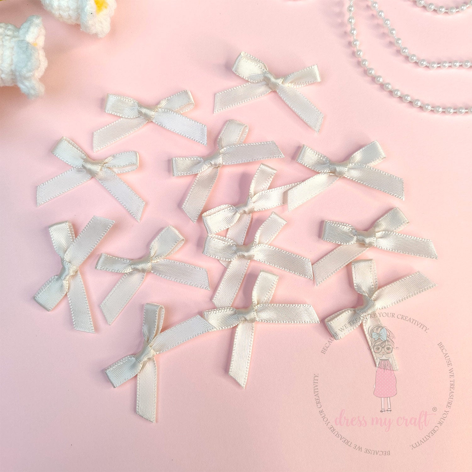 Satin Ribbon Bows - Ivory