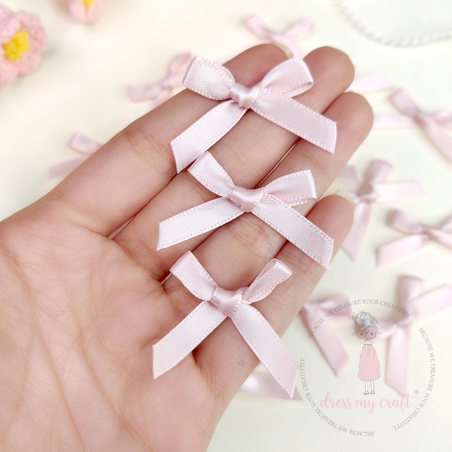 Satin Ribbon Bows - Oyster Pink