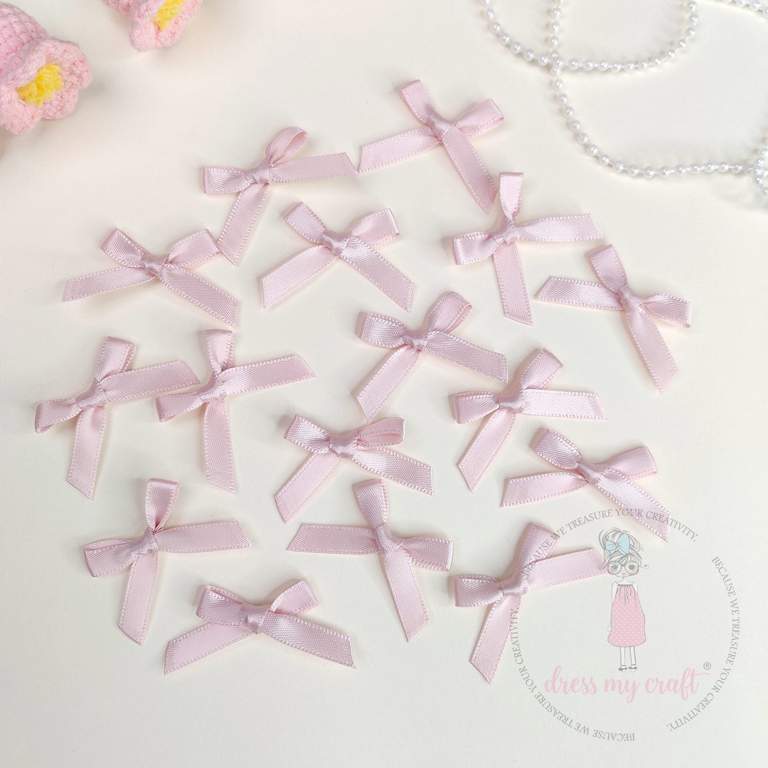 Satin Ribbon Bows - Oyster Pink