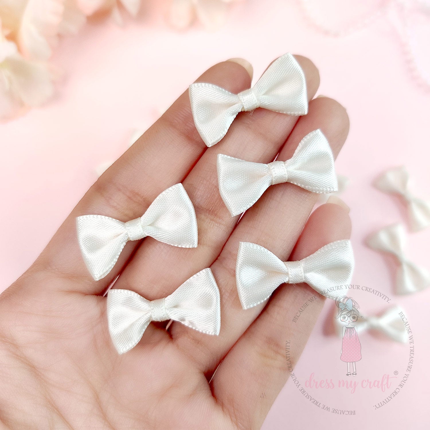 Puffy Satin Bows - Ivory