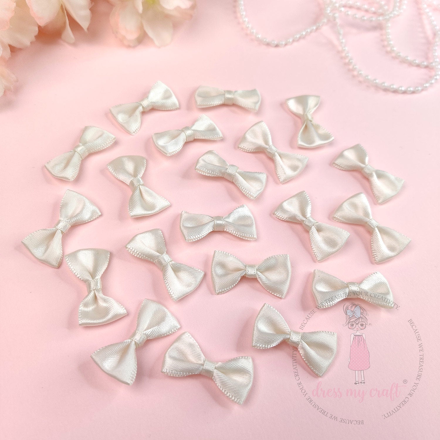 Puffy Satin Bows - Ivory