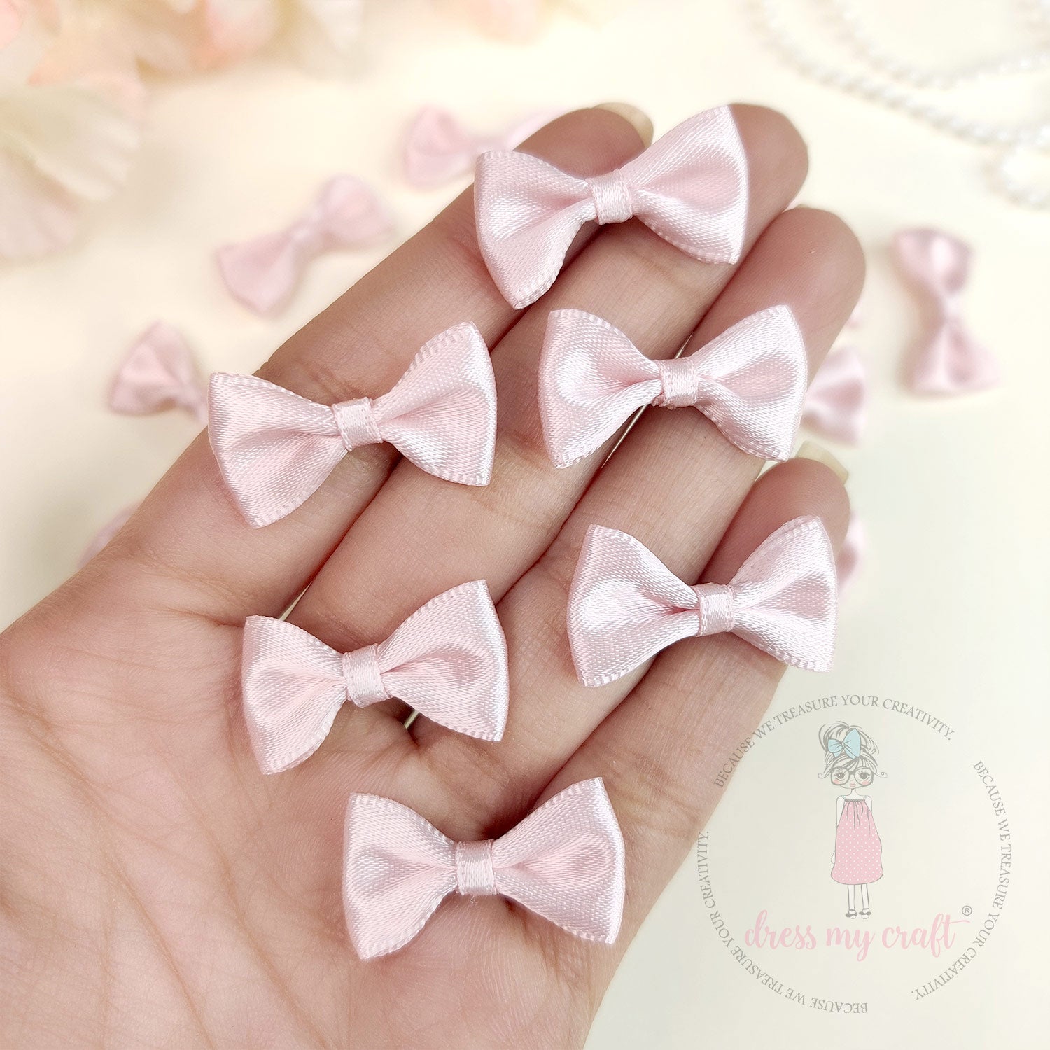 Puffy Satin Bows - Oyster Pink