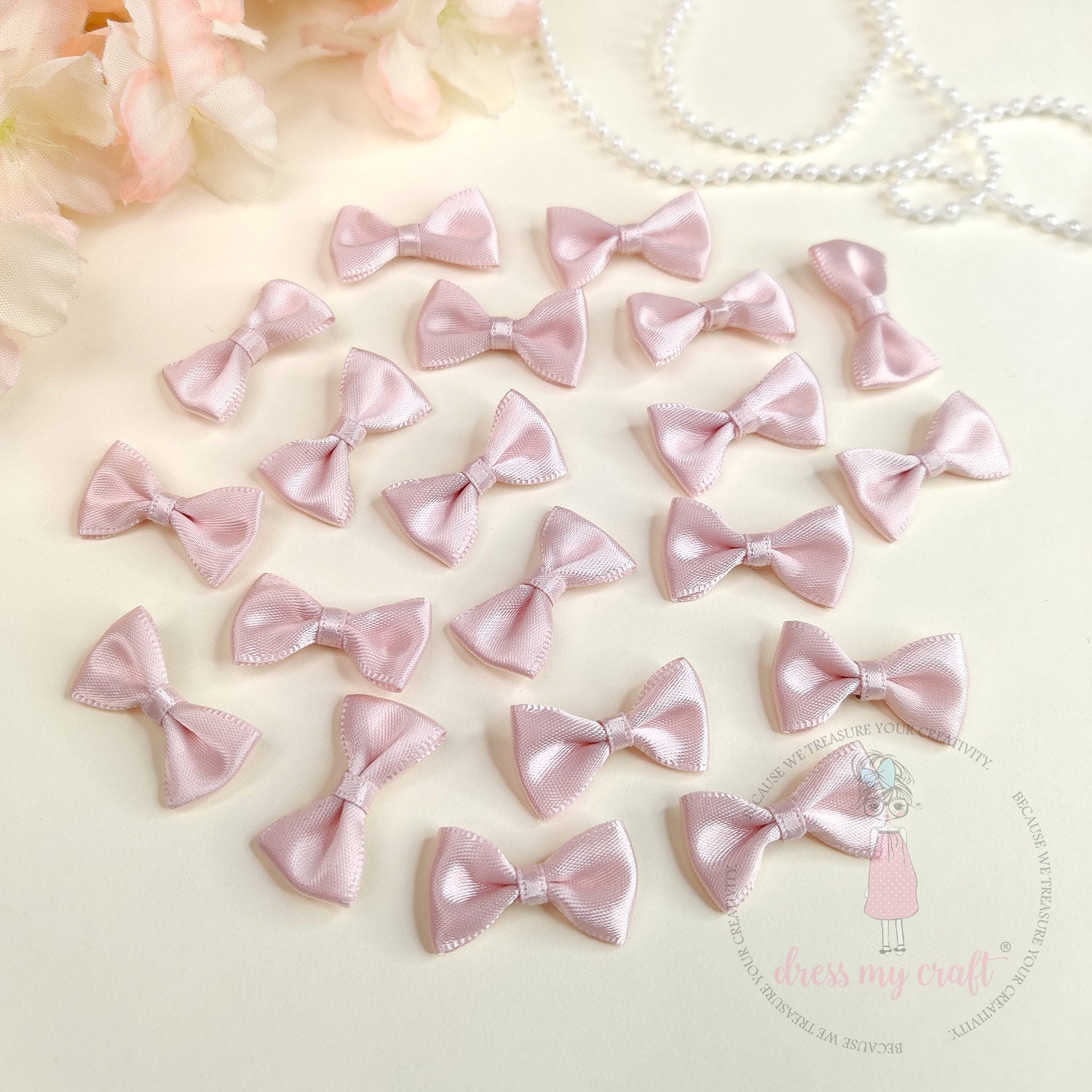 Puffy Satin Bows - Oyster Pink