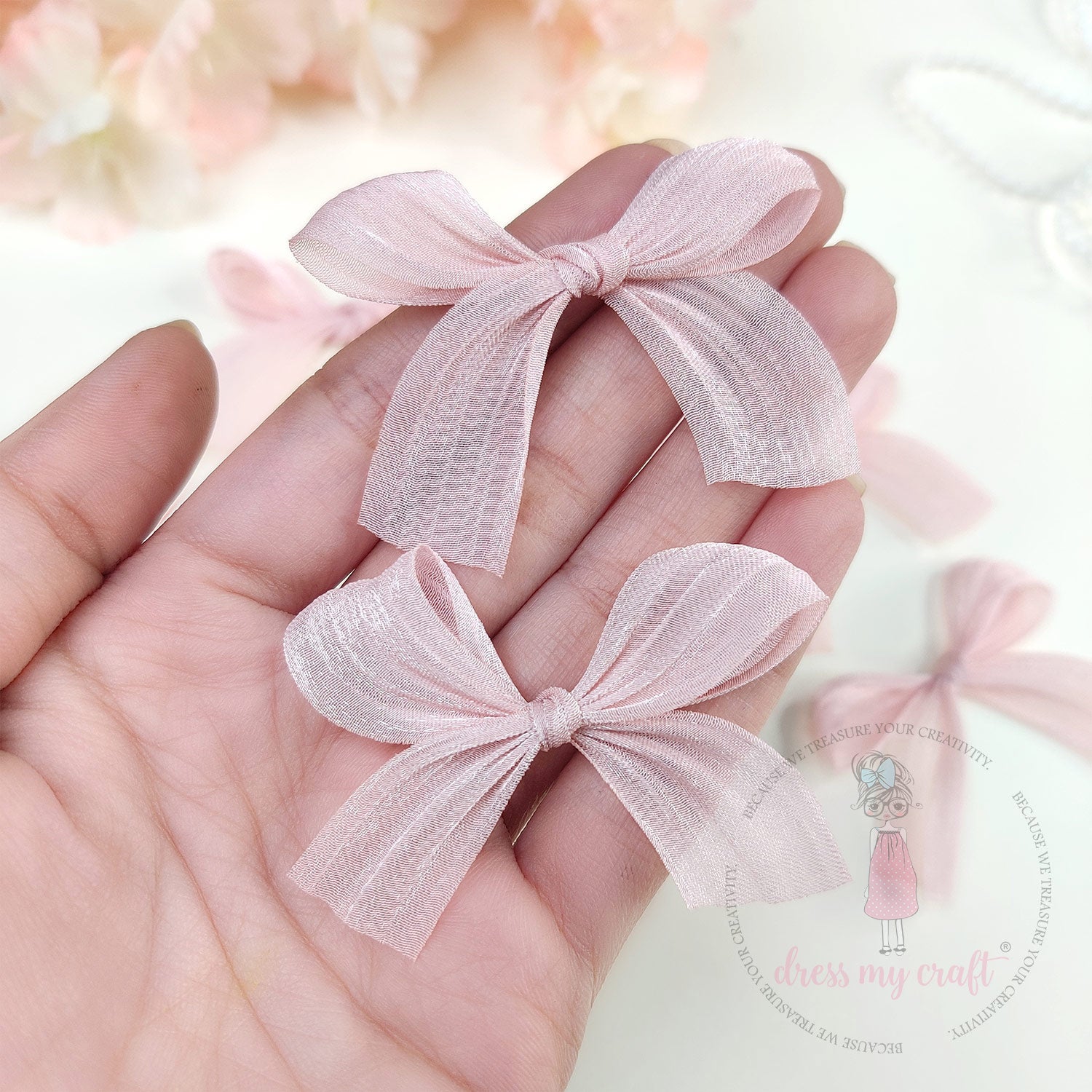 Metallic Silk Bows - Pink